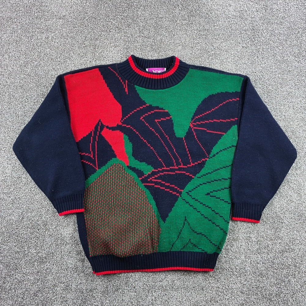 Vintage Clifton Place Sweater Mens Large Multi Abstract Geometric Mock Neck